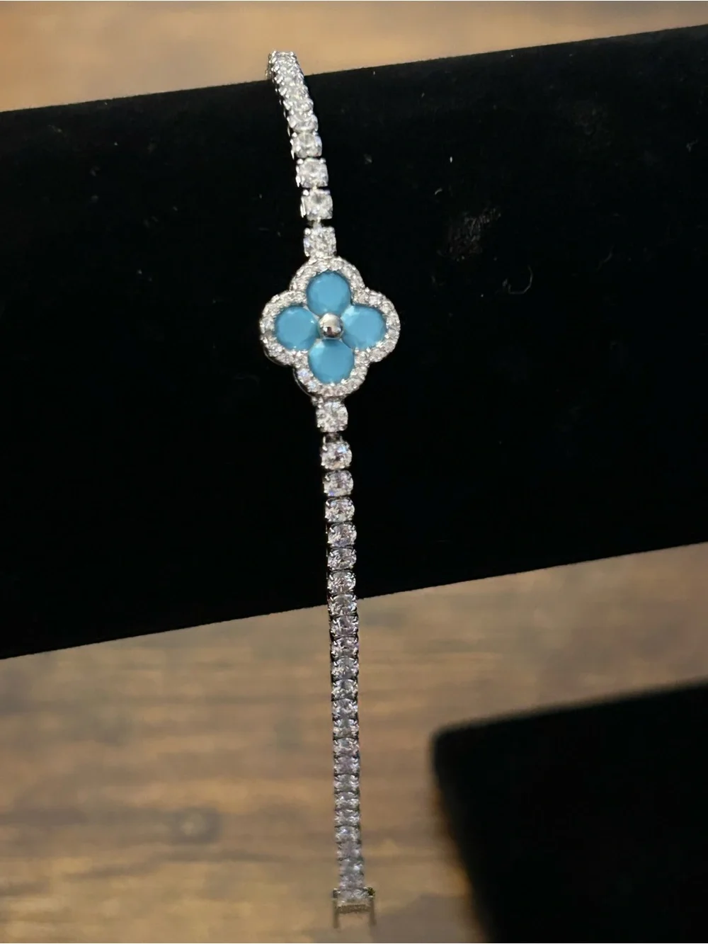 Blue Clover Crystal Tennis Bracelet - Women Jewelry 7-8”